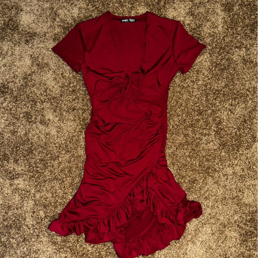 Elegant Red Ruffle Dress